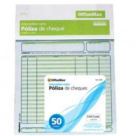 Póliza Cheque Intercarbon Tamaño Carta 50 Juego Omx
