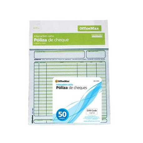 Póliza Cheque Intercarbon Tamaño Carta 50 Juego Omx