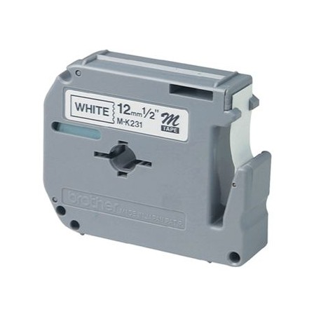 Cinta Brother para Rotulador plastificada 12mm blanco/negro