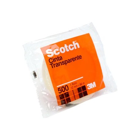 Cinta Adhesiva Scotch 500 Transparente 12Mmx66M