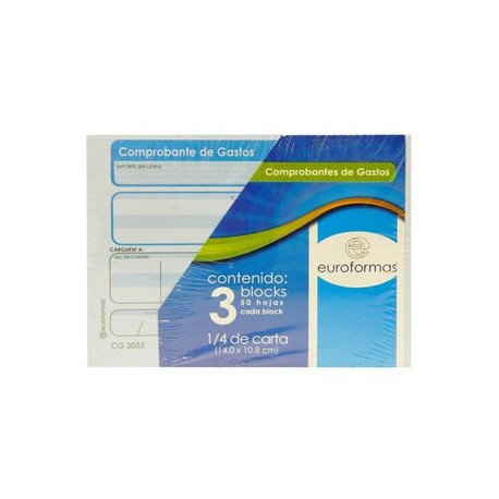 COMPROBANTE DE GASTO 1/4 3 PIEZAS DE 50 H