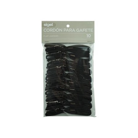 Cordon para gafete Sigel Negro 10 piezas