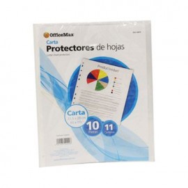 PROTECTOR DE HOJAS DE POLIPROPILENO. 10 PIEZAS OMX