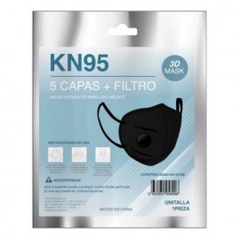 CUBREBOCAS KN95 CON FILTRO COLOR NEGRO