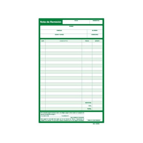 Nota de remision media carta con duplicado, 4 blocks de 25