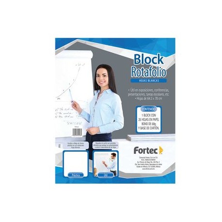 Rotafolio Fortec Blanco 64x78 cm con 25 hojas