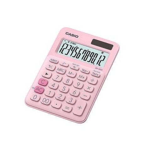 Calculadora Casio Ms-20Uc-Pk Rosa 12 Digitos Solar + Pila