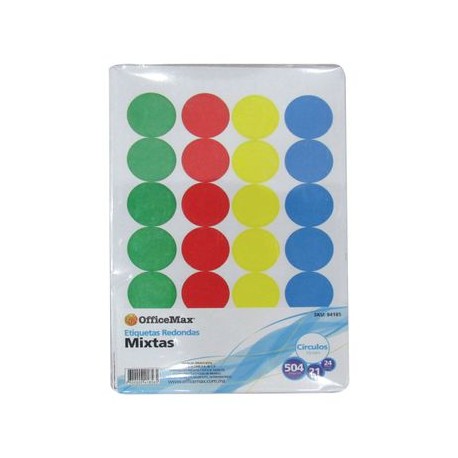 Etiquetas redondas mixtas 1.9 cm 50 4 piezas OMX