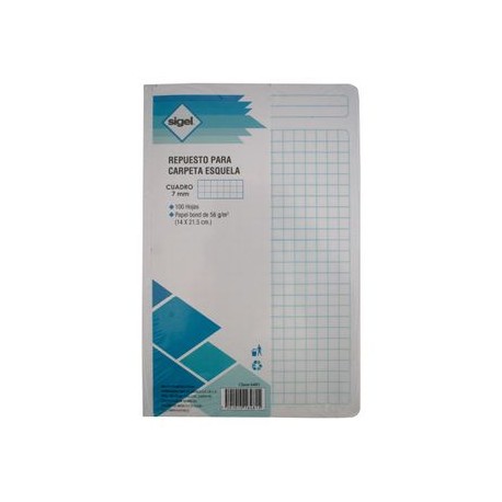Hojas P/Carpeta Sigel tamaño Esquela Cuadro Grande 10 0 HOJAS-92988