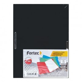 Carpeta Tipo  Pressboard Broche 8cm OFICIO NEGR COL C/5