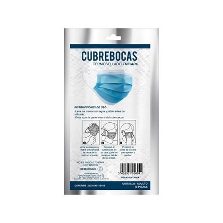 Cubrebocas Tricapa 10pz