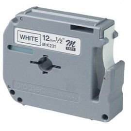 Cinta Brother para Rotulador plastificada 12mm blanco/negro