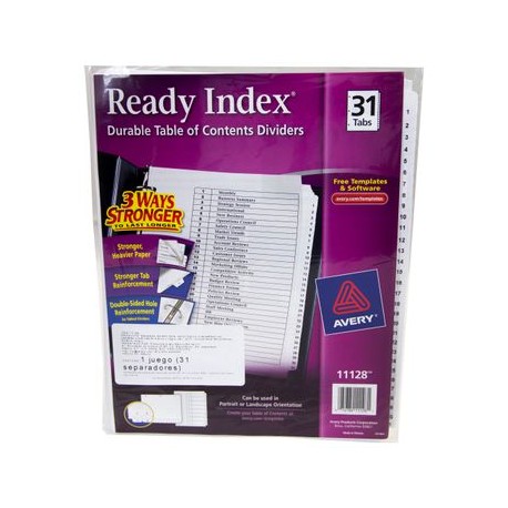 Separador 31 Pestañas Blancas Ready Index Avery