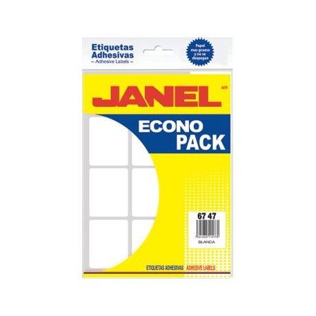 ETIQUETA ESCOLAR BLANCA ECONO 67X47 108PZA/PQTE JANEL