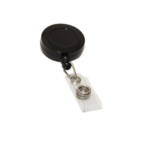 Portagafete Retráctil. Plástico Rigido Negro OMX