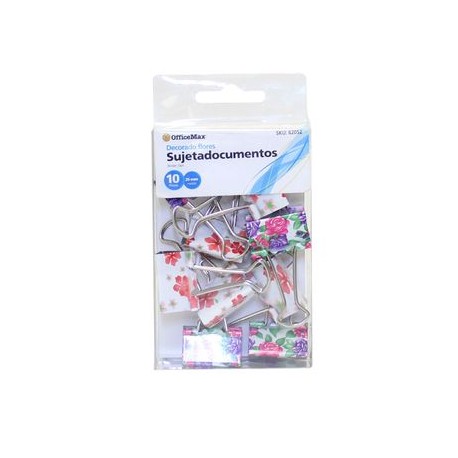 SUJETADOCUMENTOS DE 25MM DISEO FASHION FLORALES CON 10piezas