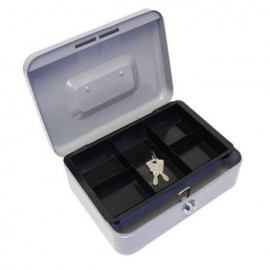 CAJA P/DINERO 20 .7X15.7X7.7CM. SEGURO,2 LLAVES ACERO NG/GRIS