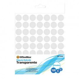 Etiqueta redonda de 14mm transparente, 168 piezas Officemax