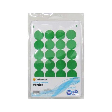 Etiquetas redondas verdes 1.9 cm 50 4 piezas Officemax