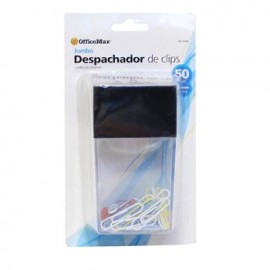 Despachador De Clips Jumbo Con 50 Clips De Colores 33MM OMX