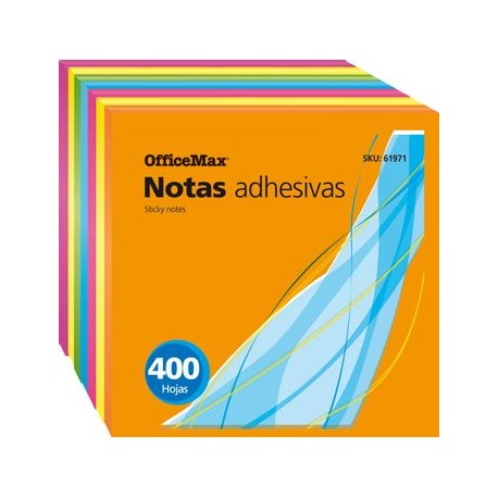 NOTAS ADHESIVAS NEON CUBO OMX 7.6 X 7.6 CM 40 0 HJ