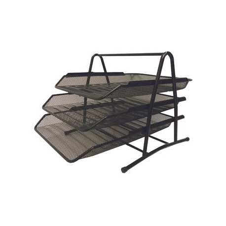 Charola Tamaño Carta Mesh 3 Niveles Negro