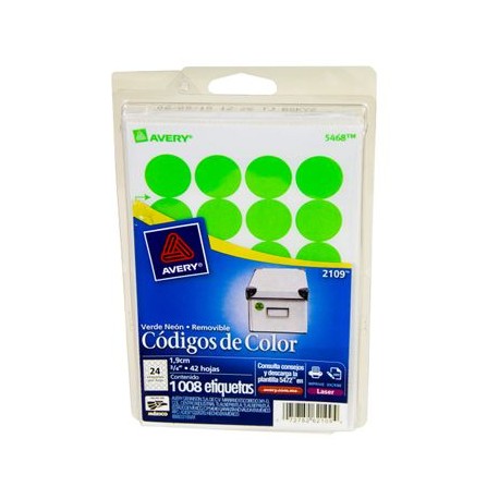ETIQUETA ADHESIVA CIRCULAR VERDE 3/4" 10 0 8PZ