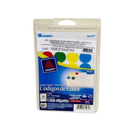 ETIQUETA ADHESIVA CIRCULAR COLORES 3/4" 10 0 8PZ