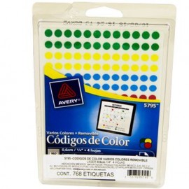 ETIQUETA ADHESIVA CIRCULAR COLORES 1/4" 768PZ