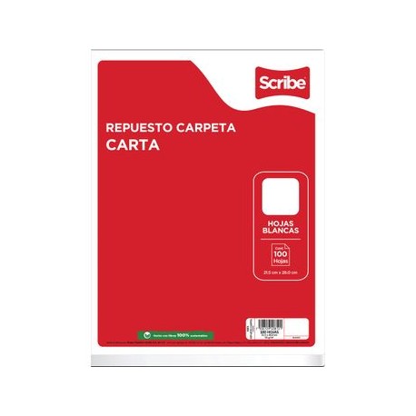 Hojas para Carpeta Scribe Tamaño Carta Blancas 10 0 Hojas