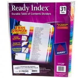 SEPARADOR 31 Pestañas COLORES READY INDEX AVERY