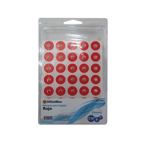 Refuerzo para carpeta vinil rojo de 15, 210 piezas Officemax