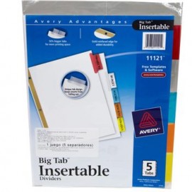 Separador Blanco Carton 5 Pestañas Multicolor Insertable