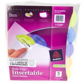 Separador 5Divisiones Colores Puntas Redondeadas Avery