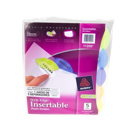 Separador 5Divisiones Colores Puntas Redondeadas Avery