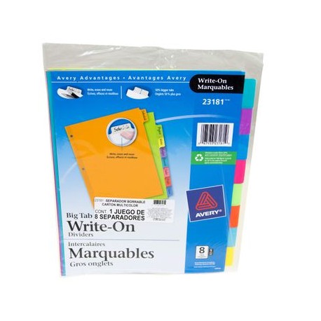 SEPARADOR 8 Pestañas NEON BORRABLES AVERY