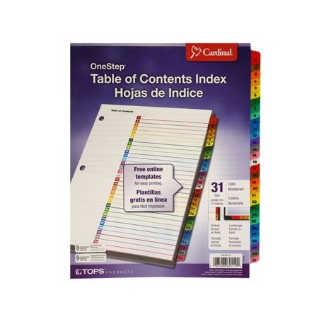 SEPARADOR 31 DIVISIONES Pestañas MULTICOLOR ONESTEP