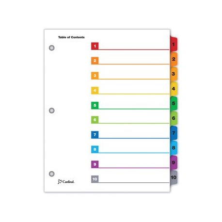 SEPARADOR 10 DIVISIONES Pestañas MULTICOLOR ONESTEP