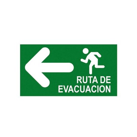 Señalización Ruta de Evacuación izquierda 22.8x15.2cm Sigel