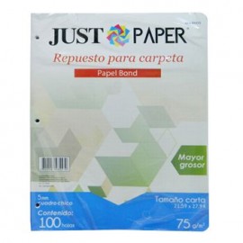 HOJAS PARA CARPETA 75 G CUADRO CHICO JUST PAPER
