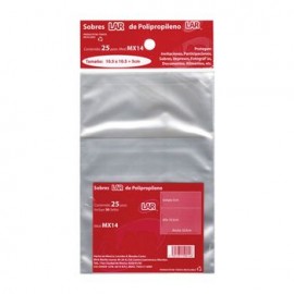 Sobre Transparente Celofan 10 .5X10 .5 Pqte 25 piezas LAR