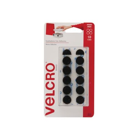 Circulos Sujetadores Velcro 1.5cm diametro 10 juegos negros