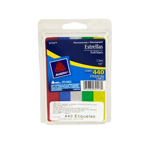 ETIQUETA ESTRELLAS 440 PZ COLORES METALICOS