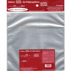 Sobre Transparente Celofan 19,5X15 5 Pqte 25 piezas LAR