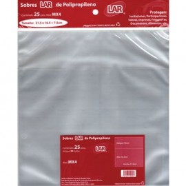 Sobre Transparente Celofan 21,5X 16 5 Pqte 25 piezas LAR