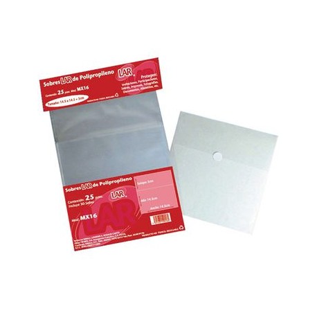 Sobre Transparente Celofan 14.5X14.5 Pqte 25 piezas LAR