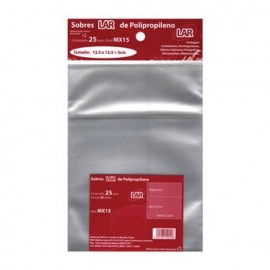Sobre Transparente Celofan 15, 12.5X12.5 Pqte 25 piezas LAR