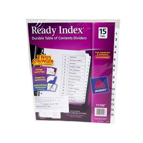 Separador 15 Pestañas Blancas Ready Index Avery