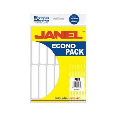 ETIQUETA ECONOPACK BLANCA FILE 20X105MM 168PZA/PQTE JANEL