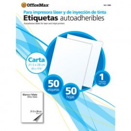 Etiqueta Officemax Blanca Ink/Laser Carta Paq 50 Pzas